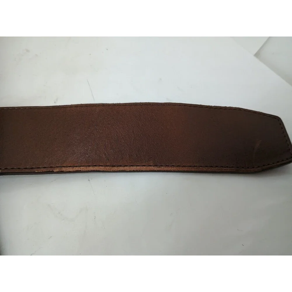 Travelsmith Genuine Leather Belt Brown Beige Stretch Statement Wide Size S